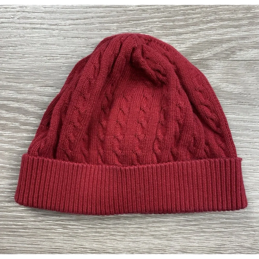 Ralph Lauren Baby Cable Knit Cotton Beanie Hat‎ Red One Size